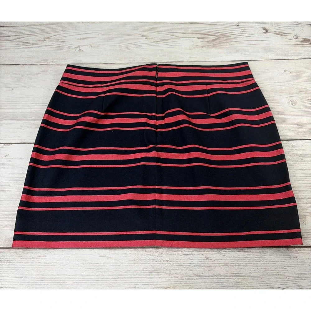 J. Crew Women's 10 Metallic Multi Stripe Mini Skirt Pink Blue Back Zip Excellent